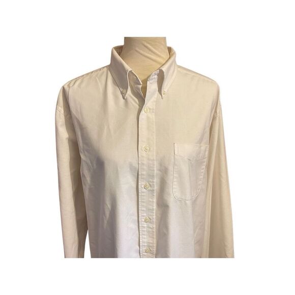 LL Bean White Shirt X-Large 17–35 | Cotton Blend Button-Up with Long Back Hem - Picture 4 of 9
